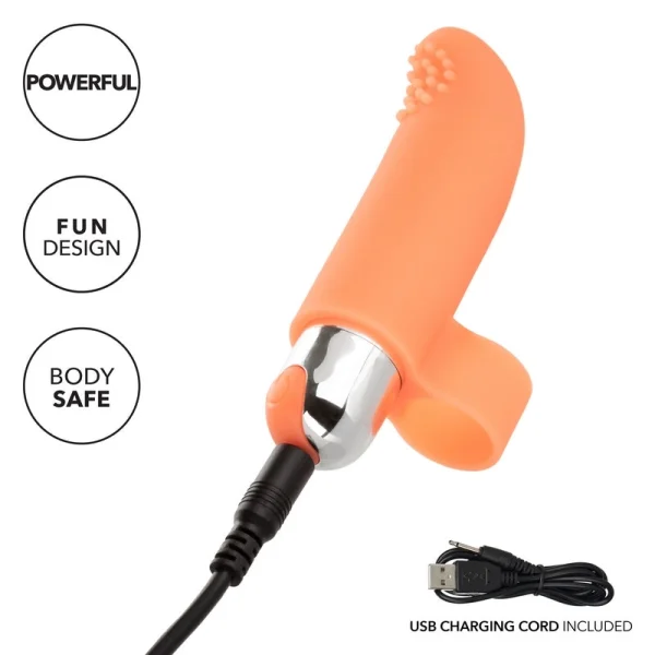 Calexotics Intimate Play Rechargeable Finger Tickler Orange — image 4 of 6