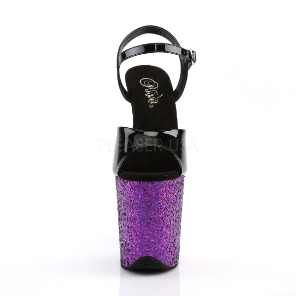 8 inches Heel, 4 inches PF Ankle Strap Sandal w/ Glitter Bottom — image 10 of 24
