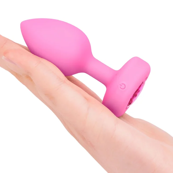 B-Vibe Vibrating Heart Plug Small/Medium - Pink Topaz