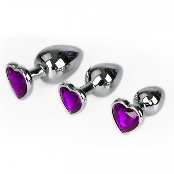 Bejewelled Purple Heart Jewelled Butt Plug – 3, 3.5 or 4 Inch — image 3 of 6