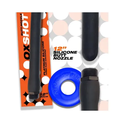 Oxballs Oxshot Butt Nozzle Shower Hose 12 In Flex Cockring Black