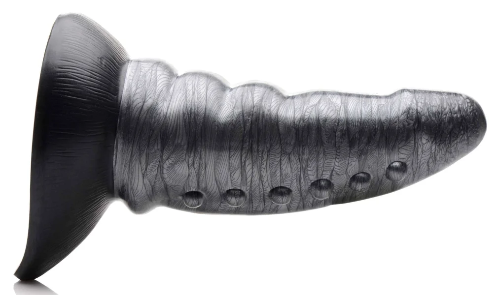 Cc Beastly Tapered Bumpy Silicone Dildo - Silver