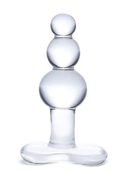 4" Beaded Glass Butt Plug With Tapered Base