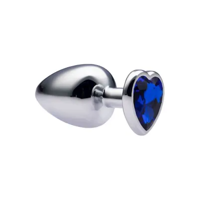 Kink Range Alloy Love Heart Gemmed Butt Plug 3 7 Inch Blue Large