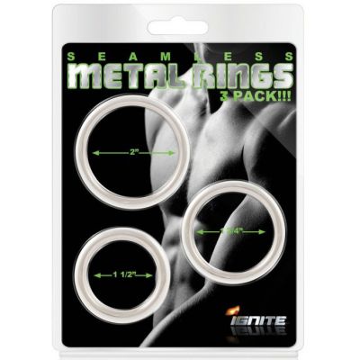 Seamless Metal Cock Ring 3 Pc Set