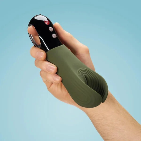 Fun Factory Manta Rechargeable Vibrating Male Stroker For Men - Moss Green