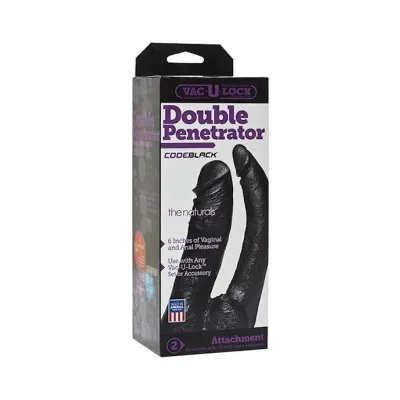 Vac u lock Codeblack 6 Inch Double Penetrator Black 6 Inch