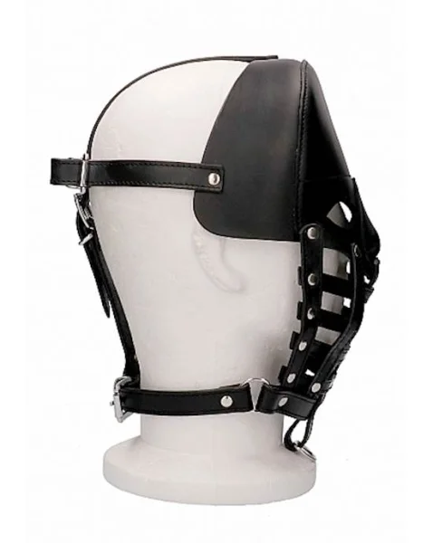 Leather Male Mask- Black - Black