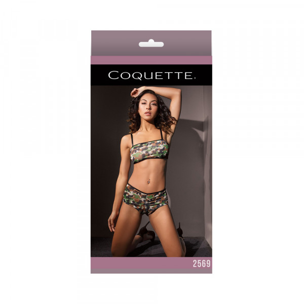 Army Girl Bralette And Booty Shorts Camouflage/black Os