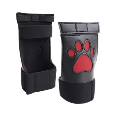 Puppy Play Neoprene Puppy Paw Gloves Red