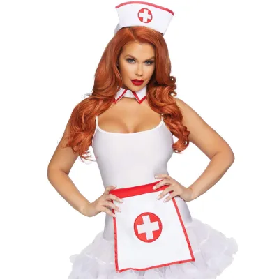 3 Pc Nurse Kit One Size White red