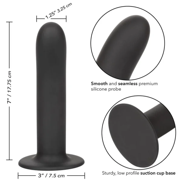 Boundless 7" Smooth Silicone Suction Cup Dildo By CalExotics - Black