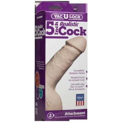 Vac U Lock 5 Inch Realistic Cock White
