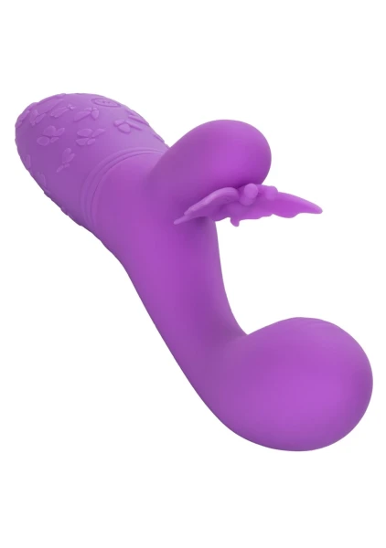 Rechargeable Butterfly Kiss Silicone Flutter Dual Stimulation Vibrator By CalExotics - Purple