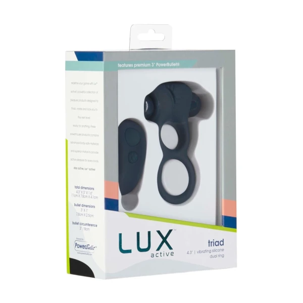 Lux Active Triad 4.5 In. Vibrating Dual Ring Silicone Black — image 13 of 14