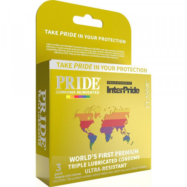 Pride Classic Triple Lubricated Condoms | 3-Pack