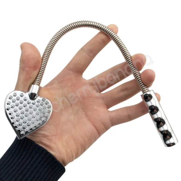 Sinister Stainless Steel Heart Studded Bondage Crop