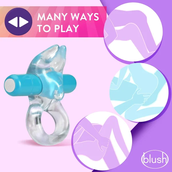Cockring W/Clit Stimulator - Play With Me  Bull Vibrating C-Ring - Blue - Blush Novelties