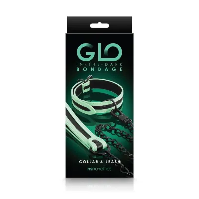 NS GLO Bondage Collar Leash Green