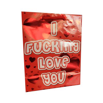 I F cking Love You Red Heart Foil Gift Bag