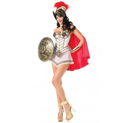 3 Piece Queen Of Warriors Costume Set M l White Red M l