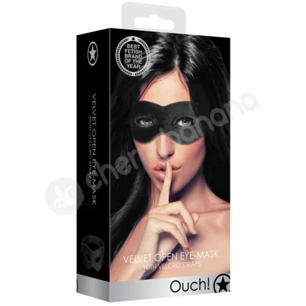 Ouch Black Velvet & Velcro Adjustable Open Eye Mask