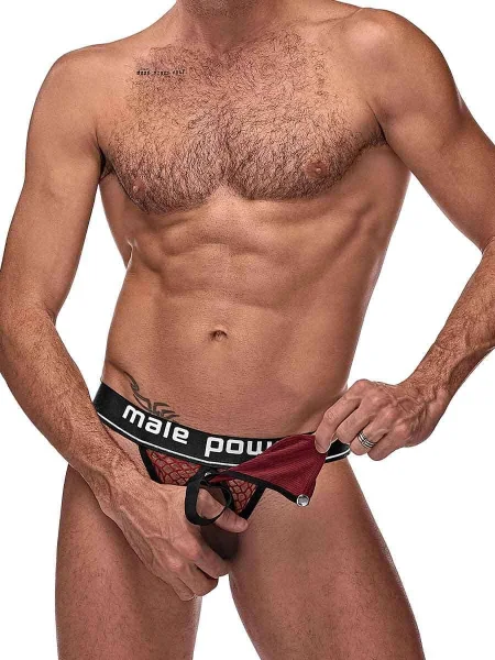 Cock Pit Net Cock Ring Jock - L- XL - Burgundy