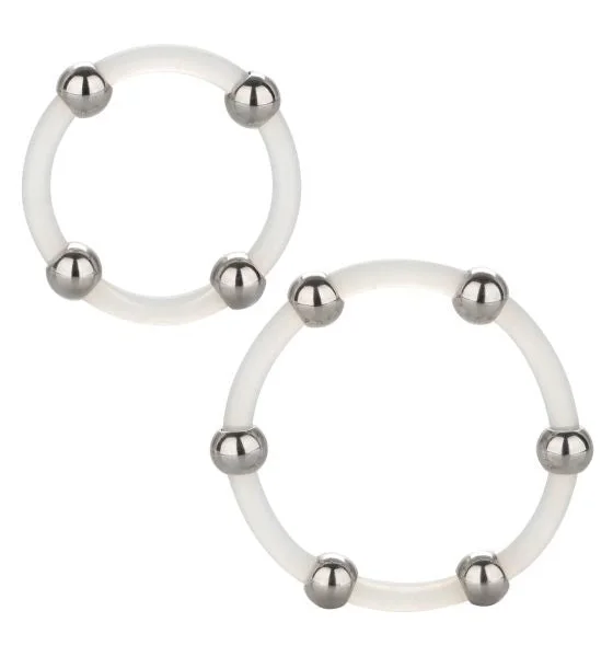 Steel Beaded Silicone Ring Set