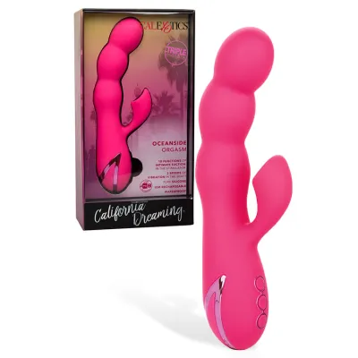 California Exotic Oceanside Orgasm Silicone Rabbit Vibrator with Clitoral Suction