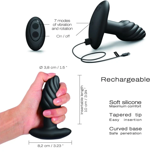 Dorcel Spin Plug Silicone Rechargeable Vibrating Butt Plug With Rotating Balls & Remote