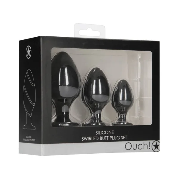 Ouch Swirled Butt Plug Set Black — image 5 of 5