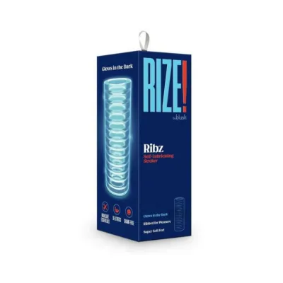 Sleeves Rize Ribz Glow In The Dark Self lubricating Stroker Clear