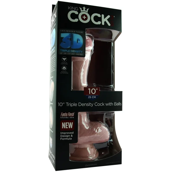 King Cock Plus 10" Triple Density Cock With Balls & Suction Cup Base - Vanilla