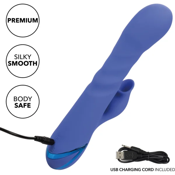 California Dreaming L.A. Love Thrusting Rabbit Style Silicone Rechargeable Vibrator by CalExotics