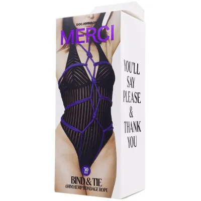Merci Bind and Tie 6mm Hemp Bondage Rope 30 Feet Violet
