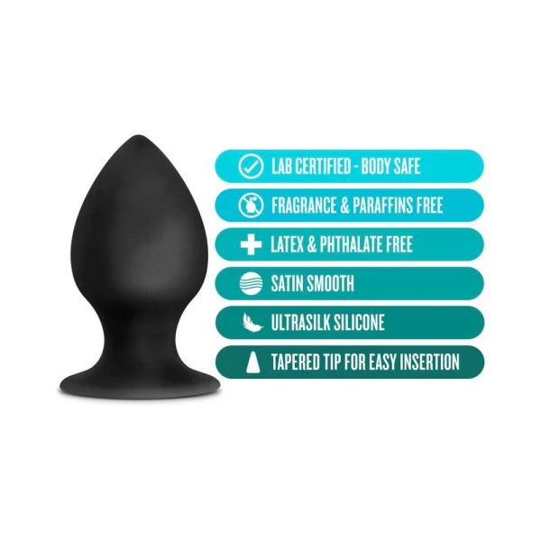 Blush Anal Adventures Platinum Silicone Anal Stout Plug - Large Black