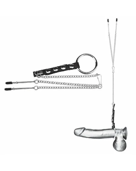 Cock Ring with Nipple Tweezers