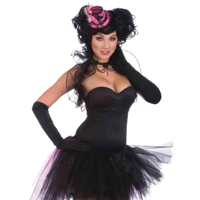Mini Burlesque Hat Pink Black