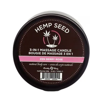 Earthly Body Hemp Seed 3 in 1 Massage Candle Zen Berry Rose 6 Oz