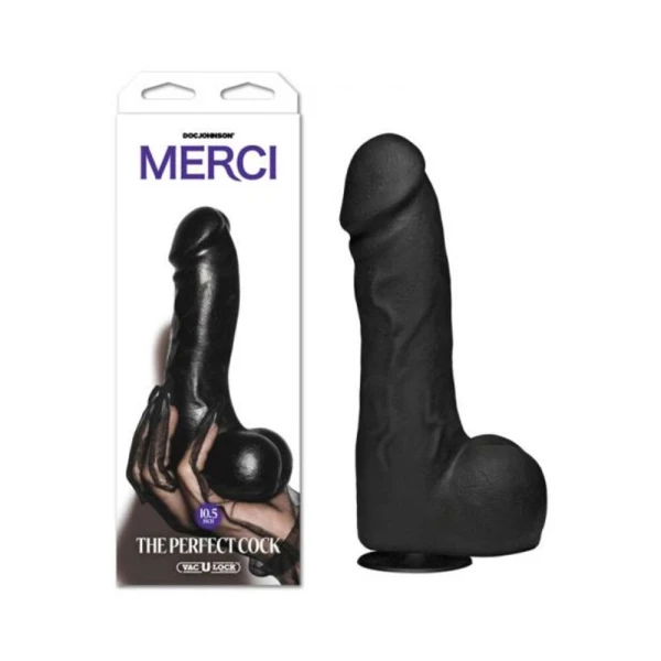 Realistic Dildos: Merci The Perfect Cock With Removable Vac-u-lock Suction Cup 10.5in Black