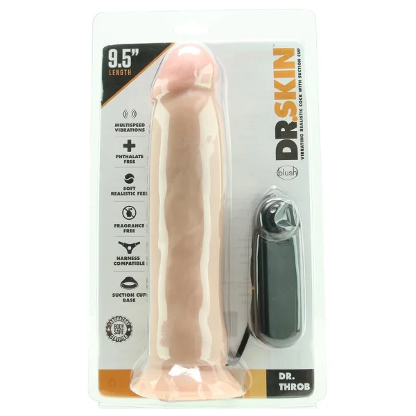 Dr. Skin - Dr. Throb - 9.5 Inch Vibrating Realistic Cock With Suction Cup - Vanilla