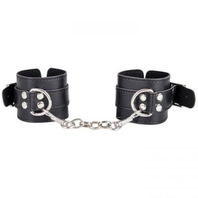 Bondara Black Faux Leather Basic Wrist Cuffs