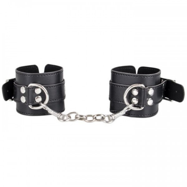 Bondara Black Faux Leather Basic Wrist Cuffs