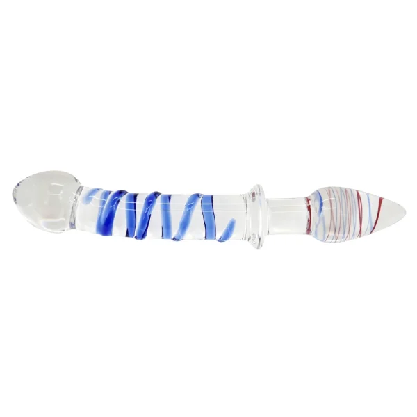 Dual-Ended Swirl Glass G-Spot / P-Spot Dildo & Anal Plug