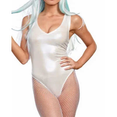 Shimmering Iridescent Bodysuit White S m