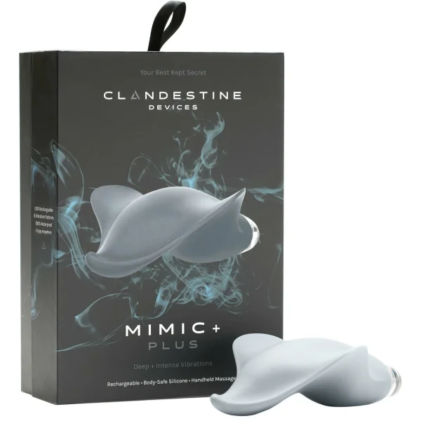 MIMIC + Plus Waterproof Rechargeable Silicone Vibrator By Clandestine Devices - Stealth Grey