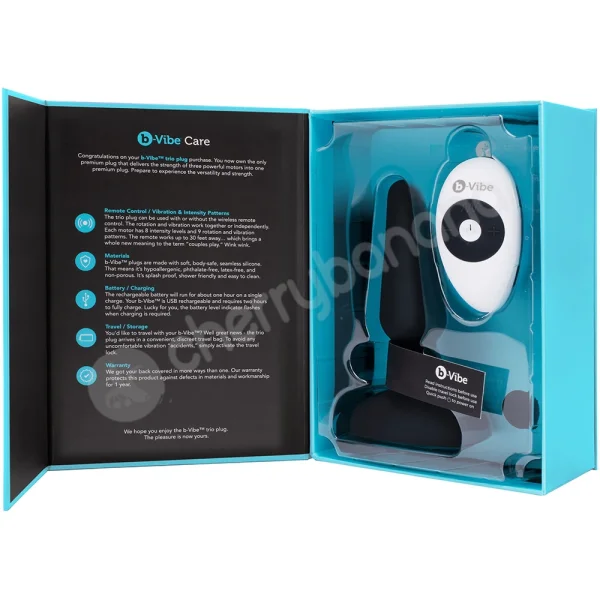 B-vibe Trio Plug Black Remote Control Vibrating Butt Plug With Case