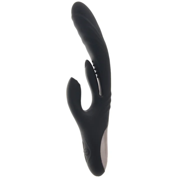Playboy Pleasure Rapid Rabbit Waterproof Rechargeable Silicone Dual Stimulation Vibrator - Black