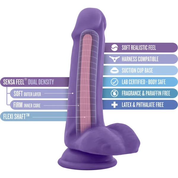 Au Naturel Bold Delight 6 Inch Sensa Feel Dual Density Dildo By Blush - Purple