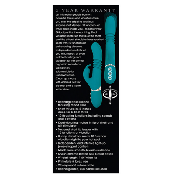 Adam & Eve Eve's Rechargeable Thrusting Rabbit - Green — image 10 of 25